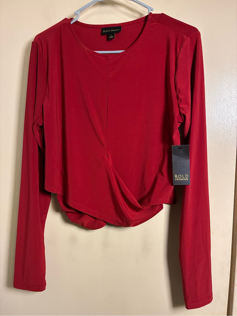 Bold Elements Women's Wine Long-Sleeve Twist Front Top